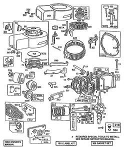 Cylinder,mufflers,piston Grp Diagram and Parts List for 92907-5123-01  Briggs and Stratton Engine